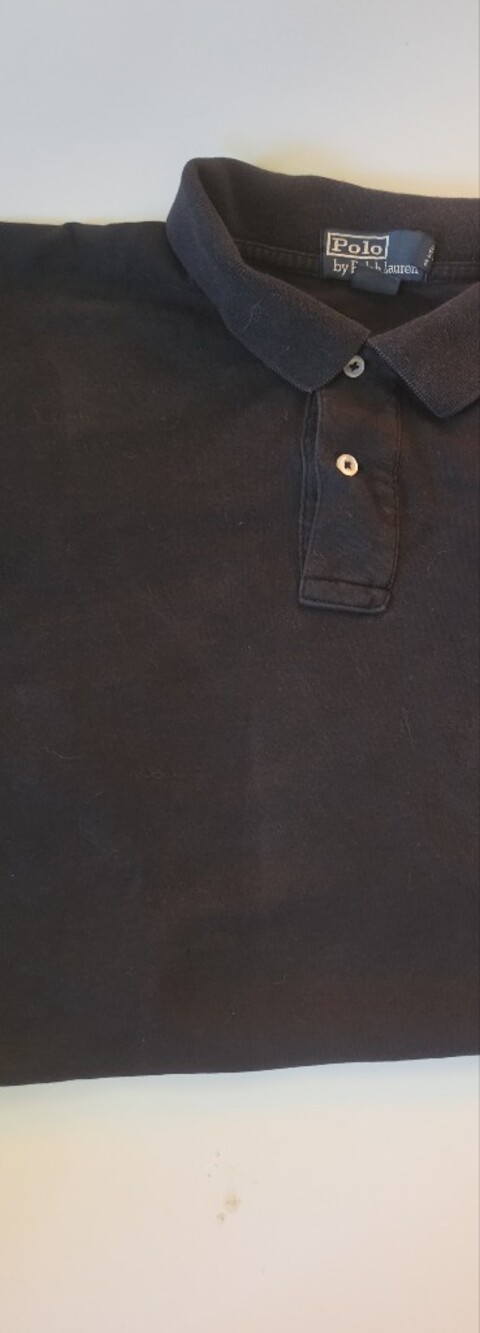 Polo by Ralph Lauren Men's Black Polo Shirt with Two-Button Placket.Gentle Wash